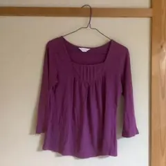 ⭐️レディース　ミセス　婦人服】　パープル 七分袖　Tシャツ カットソー　S〜M