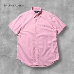 2946美品RALPH LAUREN半袖ボタンダウンシャツポニー刺繍ロゴピンクM