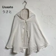 Usaato/うさと葉っぱストールsizeF/ナチュラル色/ポンチョ/草木染め