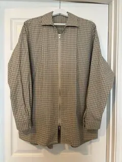 チェック柄 ジップアップシャツ 長袖