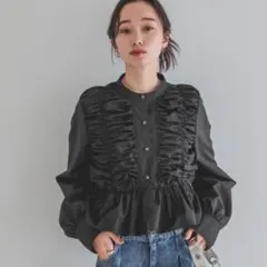 ASTRAET Uネック キリカエ ギャザー 長袖 ブラウス - メルカリ