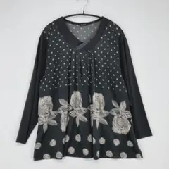 KRM ドット柄 花柄 長袖チュニック