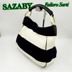 Faliero Sarti 黒と白のストライプワンショルダーバッグ