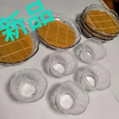 たち吉 そうめんセット すりガラス ガラス麺鉢 そば猪口 薬味皿 竹ざる