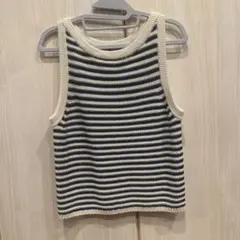 GU ボーダー柄 ノースリーブ サマーニット