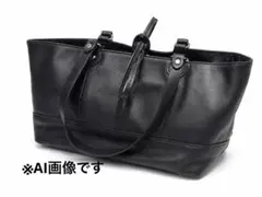 レザートートバッグ ブラック シンプルのサムネイル
