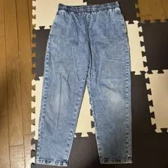 デニムブルー ストレートパンツ ゴムウエスト