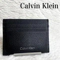 極美品 カルバンクライン カードケース 本革 レザー ロゴ 財布 名刺入れ 黒