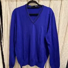 【ETRO】Vネックニットセーター 青