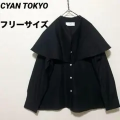CYAN TOKYO ビッグカラー　ブラウス　シャツ　トップス　黒　Fサイズ