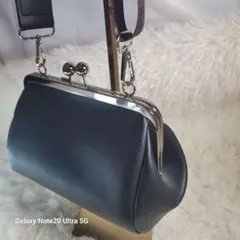 がま口 ブラック 合成皮革 ショルダーバッグ