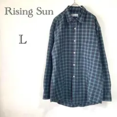 ライジングサン ネルシャツ 【L】 チェック柄 韓国製 ウール混 秋冬 メンズ