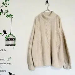 グラシア /ハイネック ケーブルニット 毛足長モヘヤ感 Mのサムネイル