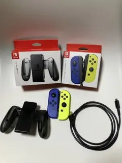 Switch Joy-Con ブルー ネオンイエロー 充電グリップセット 箱あり