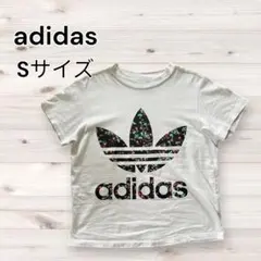 adidas トレフォイル 花柄プリント 半袖Tシャツ ホワイト S レディース