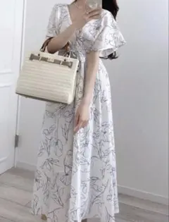 GRL フレアスリーブ花柄カシュクールワンピース[k8648w]