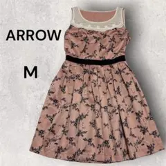 アロー ノースリーブ ワンピース 花柄 M ARROW フレア レース装飾のサムネイル