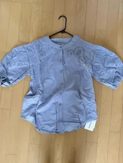 JUNOAH 刺繍ブラウス ブルー XL