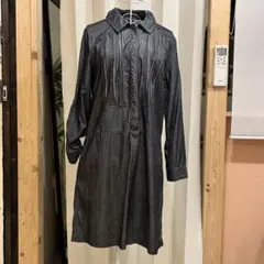 インディゴブルーグレー シャツワンピース デニム風