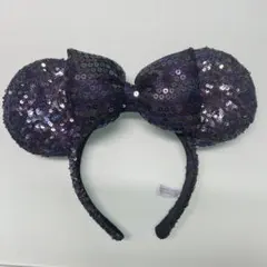 紺 紫 スパンコール ミッキーマウスカチューシャ ディズニー