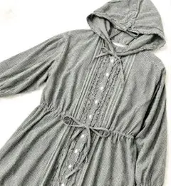 ピンクハウス♡レア色 フード付きチュニックブラウス ギンガムチェック ピコフリル