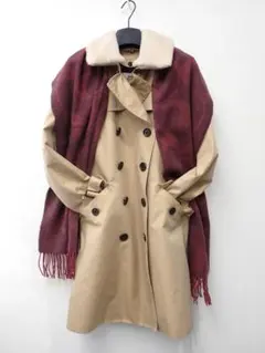 美品 COACH コーチ ベージュトレンチコート マフラーセット