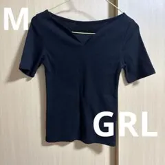 GRL Vネック リブニット 半袖