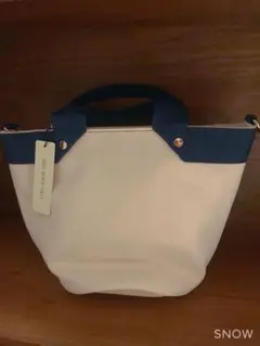 ホワイト/ネイビー トートバッグ