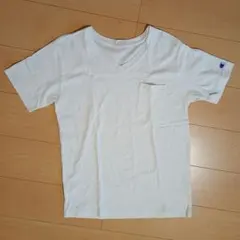 Champion ホワイト Vネック Tシャツ M　チャンピオン　ロゴ　半袖