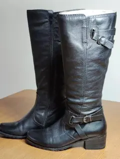 ブラックロングブーツ バックジッパー付き