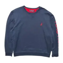 USA 古着 ノーティカ クルーネック スウェット トレーナー 刺繍 袖プリント