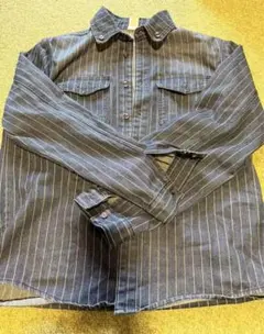 ストライプデザイン デニムシャツ 2XL