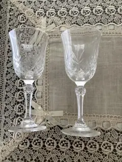 カットクリスタル ワイングラス2個セット