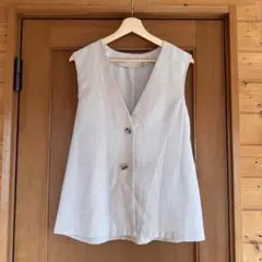 レディースVネック ベスト Mサイズ　ベージュ　アイボリー