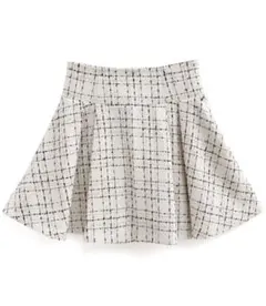 インパン裏地付きラメツイードプリーツミニスカート