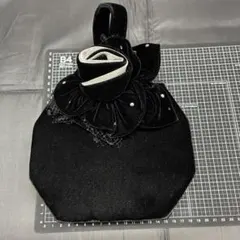 ブラックベルベットフラワーバッグ