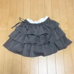 WEGO PHILLY サイドリボンティアードミニスカート グレー