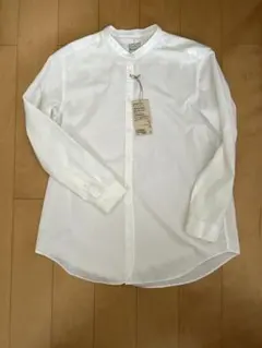 無印良品　洗いざらしブロード　スタンドカラー ロングシャツ　ホワイト
