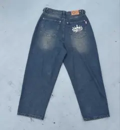 king Logo Wide Tuck Denim Pants L