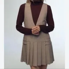 ZARA ノースリーブ Vネック ミニワンピース XS