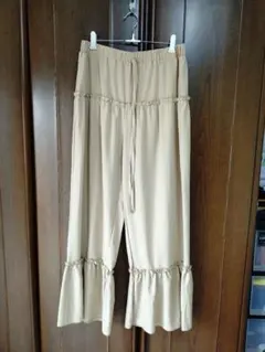 ❤フォロー割あり❤大きいサイズ ベージュのワイドパンツ LL