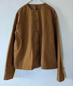 無印良品ブラウン ノーカラーシャツジャケット
