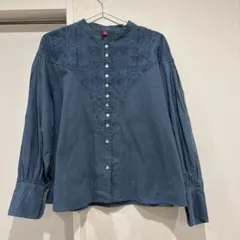 チャイハネ　Amina 刺繍 長袖ブラウス ブルーのサムネイル