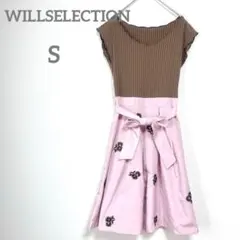 ウィルセレクション　ノースリーブワンピース　S ピンク　花柄　刺繍　おしゃれ