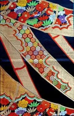 華やかな袋帯刺繍生地 はぎれ◆