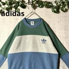 80s 90s ヴィンテージ アディダス スウェット 刺繍 配色切り替え L