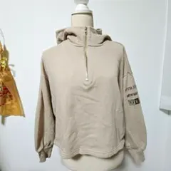美品✨カスタネ ショート丈ハーフジップパーカー モカ系 Fのサムネイル