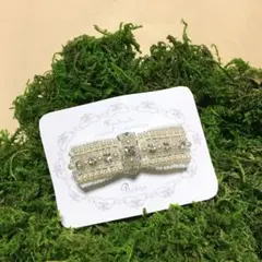 B-hb15/バレッタ ビーズ刺繍 ビジュー パール 結婚式 ヘアアクセサリー