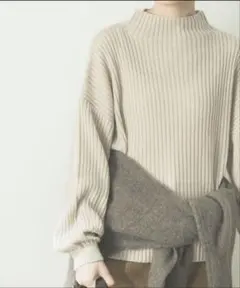 URBAN RESEARCH ボトルネックリブニット　ベージュ　F