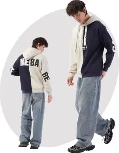 メンズ パーカー 2XL バイカラー 裏起毛 ビックサイズ ゆったり